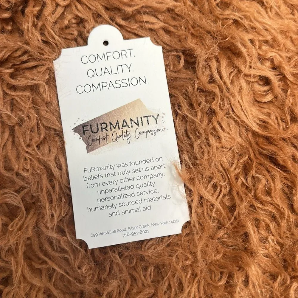 Free People FuRmanity Plush Faux Fur Blanket Orange Throw